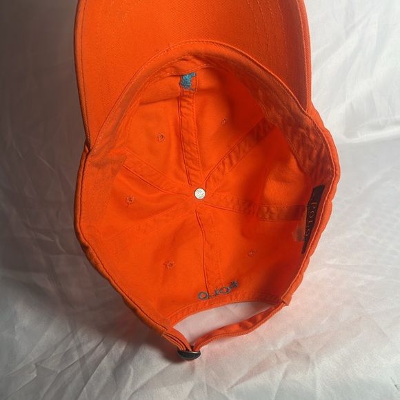 Polo Ralph Lauren Orange w/Blue Signature Polo Horse Logo - Cotton Chino Cap - Picture 5 of 7